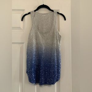 Express Sequin Grey & Blue Rank Top Size Small